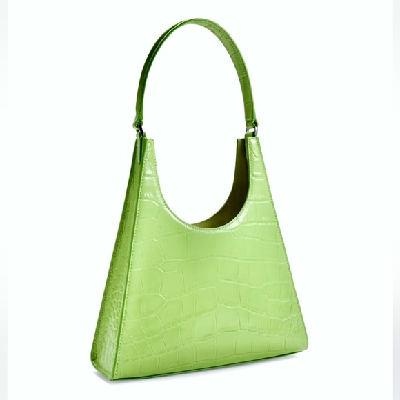 🌺🎉HP🎉🌺 NWT Staud Rey Croc Embossed Shoulder Bag Pistachio - Picture 13 of 16